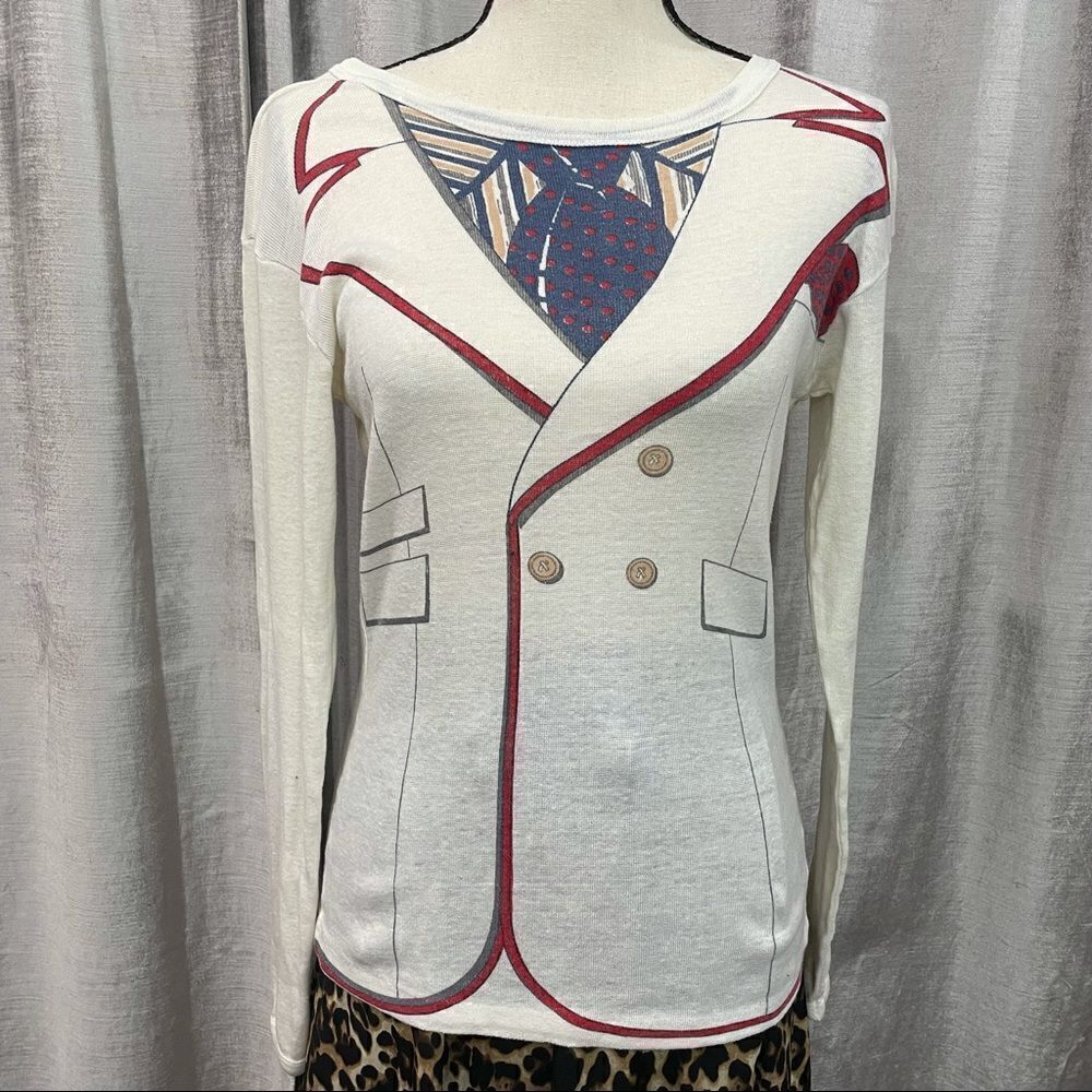 VINTAGE Suit Print Retro Long Sleeve Shirt 😊